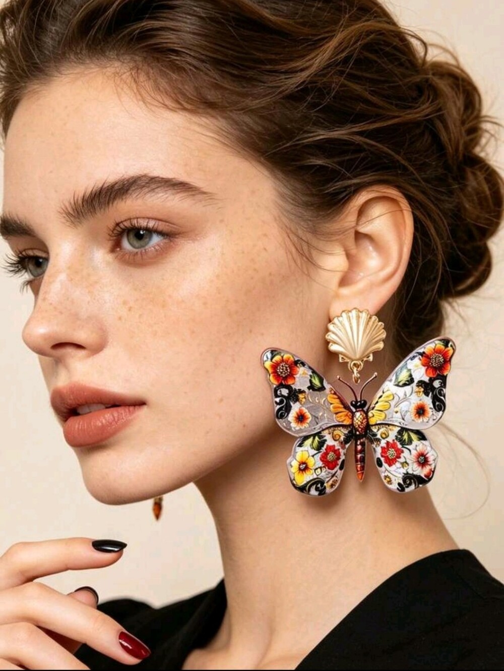 BRAND NEW ** Statement Floral Butterfly Drop Earrings in Multicolor